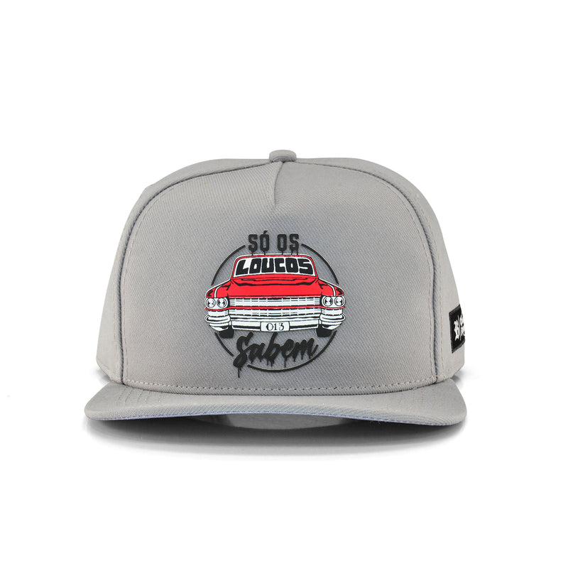 Boné Aba Reta Chorão Só os Loucos Sabem - Cinza