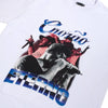 Imagem destacada da parte frontal da camiseta branca oversized "Chorão Eterno".