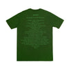 Parte de trás da camiseta da CBJR Store, onde contém a discografia completa do álbum.
