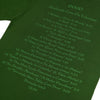 Close da parte de trás da camiseta verde do álbum Nadando com os tubarões.