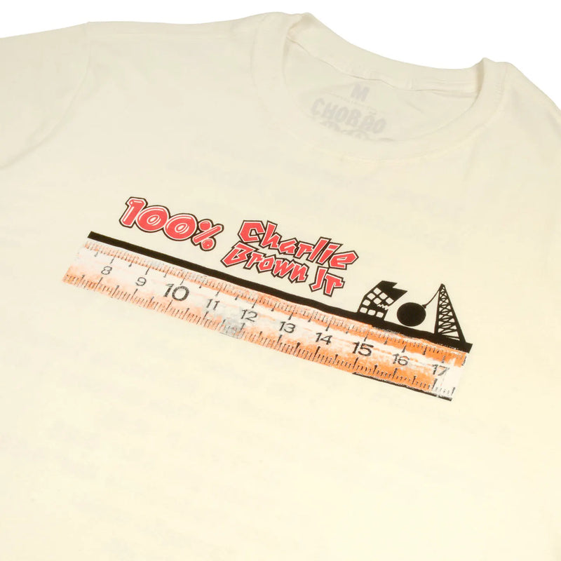 Imagem ampliada da parte frontal da camiseta "100% Charlie Brown Jr Abalando sua Fábrica".