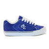 Imagem de tênis azul royal da qix com boneco de skate bordado na lateral.