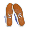 Sola do tênis azul royal da qix com logo da marca em branco.